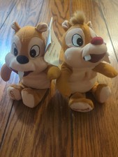 Disney Store Chip 'n Dale 6 1/2'' Plush Set of 2 Attached Mini Bean Bags