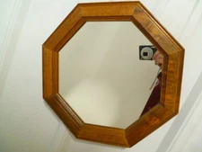 Vintage Home Interiors HOMCO 11” Hanging Beveled Wood Framed Octagon Mirror