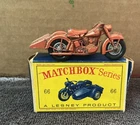 Vintage Lesney Matchbox Harley Davidson With Sidecar #66 with box.