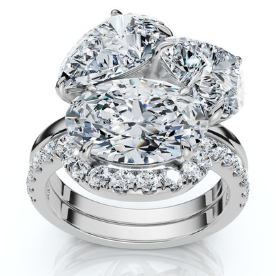 6 1/3 kt Abstrakter Diamant Ring Set 14 Karat Gold Lab Grown FG/VS
