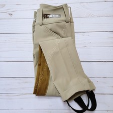 Tailored Sportsman Girls Light Weight Technical Jodhpurs Clarino Patch - TAN