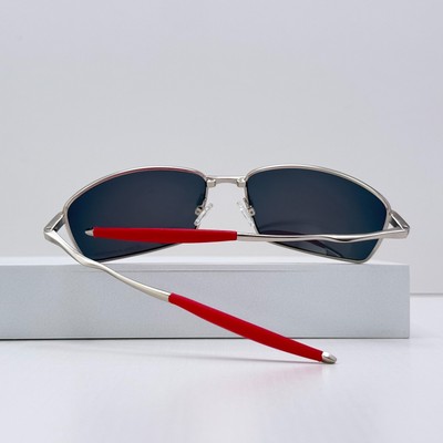 Oakley Whisker Sunglasses Silver Frame Ruby Lens Red Temple  display picture 1