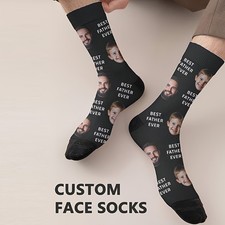 Custom Face Photo Socks Men Mid-Calf Long Personalized Image Text Stockings❀