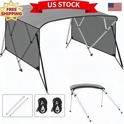 Robust 4 Bow Bimini Top for Boats - Marine Grade PU-Coated Canvas W 91''-96''