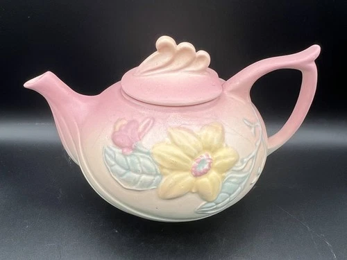 Vintage 1940s Hull Art Pottery Magnolia Pink Teapot
