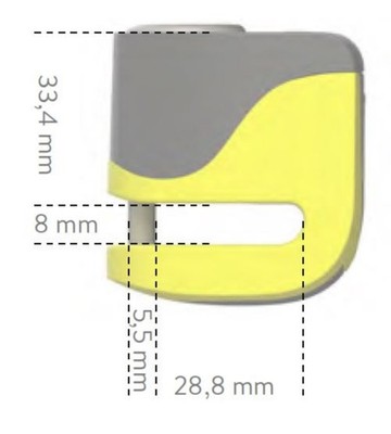 AUVRAY Roller-Scheibenschloss mit Alarm B-LOCK 06 MINI   gelb-schwarz, 5,5 mm