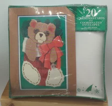 Paper Magic Group Vintage Box Of Christmas Cards 20 Cards Teddy Bear Stocking
