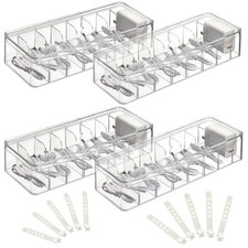 4 Pack Cable Organizer Box with Lid, Clear Plastic Cord Storage Organizer Box...