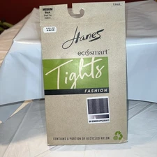 NEW Hanes EcoSmart Top Tights Pinstripe Sheer Control Top 30 Denier Recycled M
