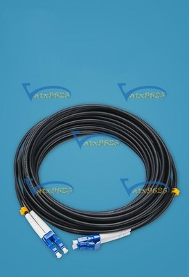 20M Black Armored Fiber Cable Duplex Fiber Optic Patch Cord LC-LC UPC SM 9/125 #