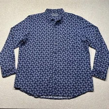 Club Room Textured-Knit Shirt Men’s Blue Button Down XXL Long Sleeve Paisley