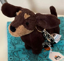 Jellycat Otto Sausage Dog Brown Bag Charm Plush Clasp Keyring Accessory