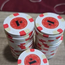 Paulson Casino Poker Chips $1 Denomination White/Red/Beige Lot