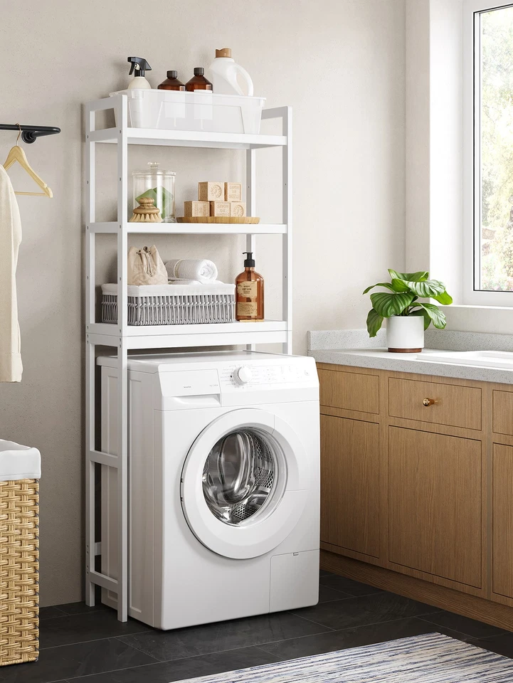 ZEF-Over The Toilet Storage, organizador de baño de bambú de 3 niveles Foto 2 de 4