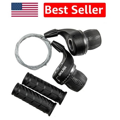 Ambidextrous Bicycle Twist Shifter - 21 Speed with Comfortable Handle Grips