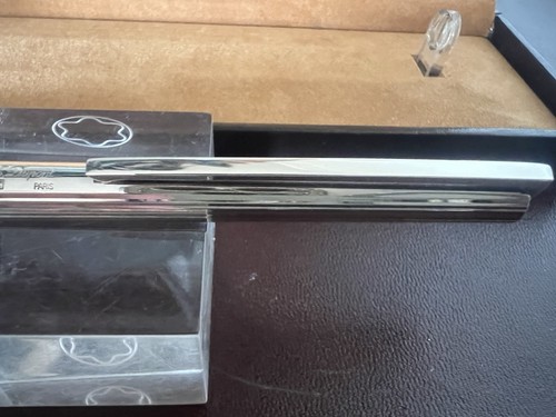 Dupont Stylo-Plume Sphère Plaqué Argent Élégance Français Avec Trousse - Picture 4 of 10