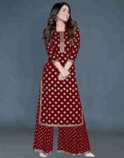 Indian Pakistani Party Wear Kurti Palazzo Set Bollywood Women's Ethnic Kurta Set