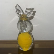 Blenko Glass Bunny Rabbit Paperweight  Unique