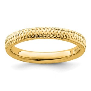 Authentic 925 Sterling Silver Stackable Expressions Gold-plated Band Ring Size 7
