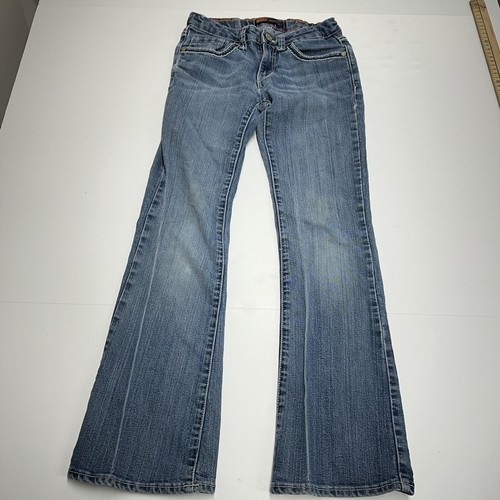 Levi's Girl's Size 10 Reg Boot Cut Blue Denim Jeans Button Pockets Adjustable - Picture 3 of 9
