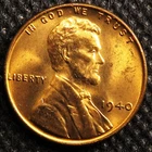 Red Uncirculated 1940 Lincoln Wheat Cent.