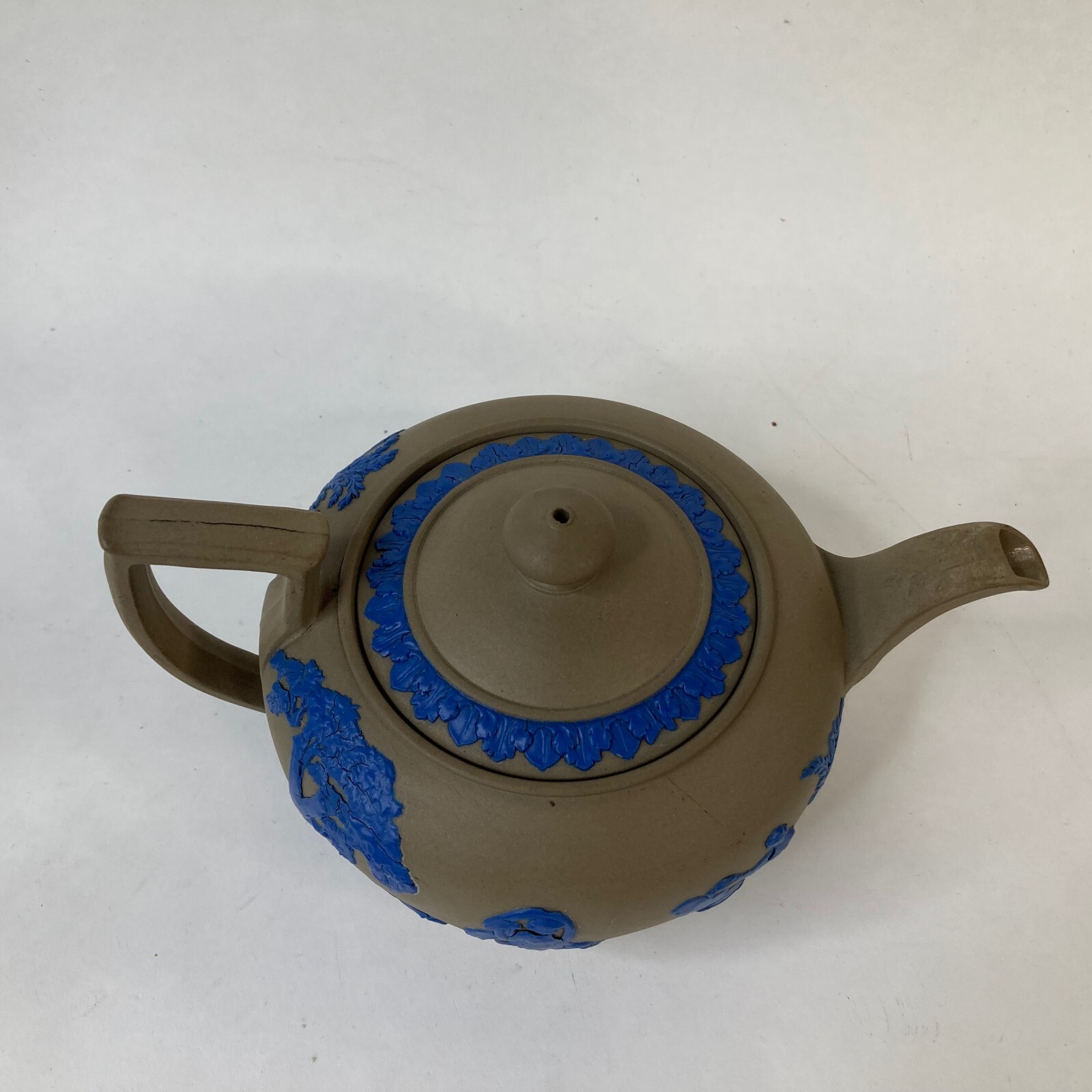 Antique Wedgwood Drabware Teapot with Cobalt Blue Decoration eBay