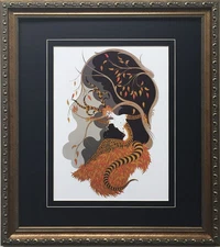 Erte "Autumn" Newly CUSTOM FRAMED Print Art Deco Design FOUR SEASONS SUITE fall