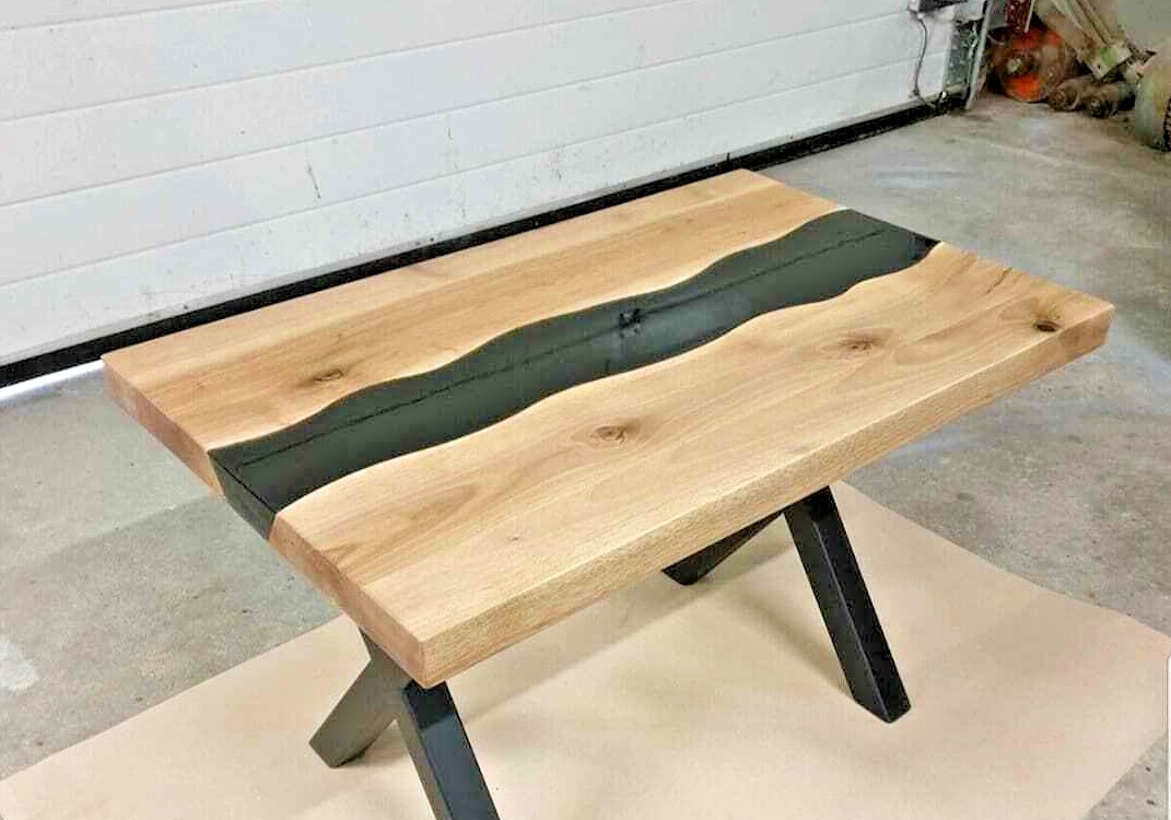 Black Epoxy Wood Table ? Modern Resin River Table ? Handmade Art-image