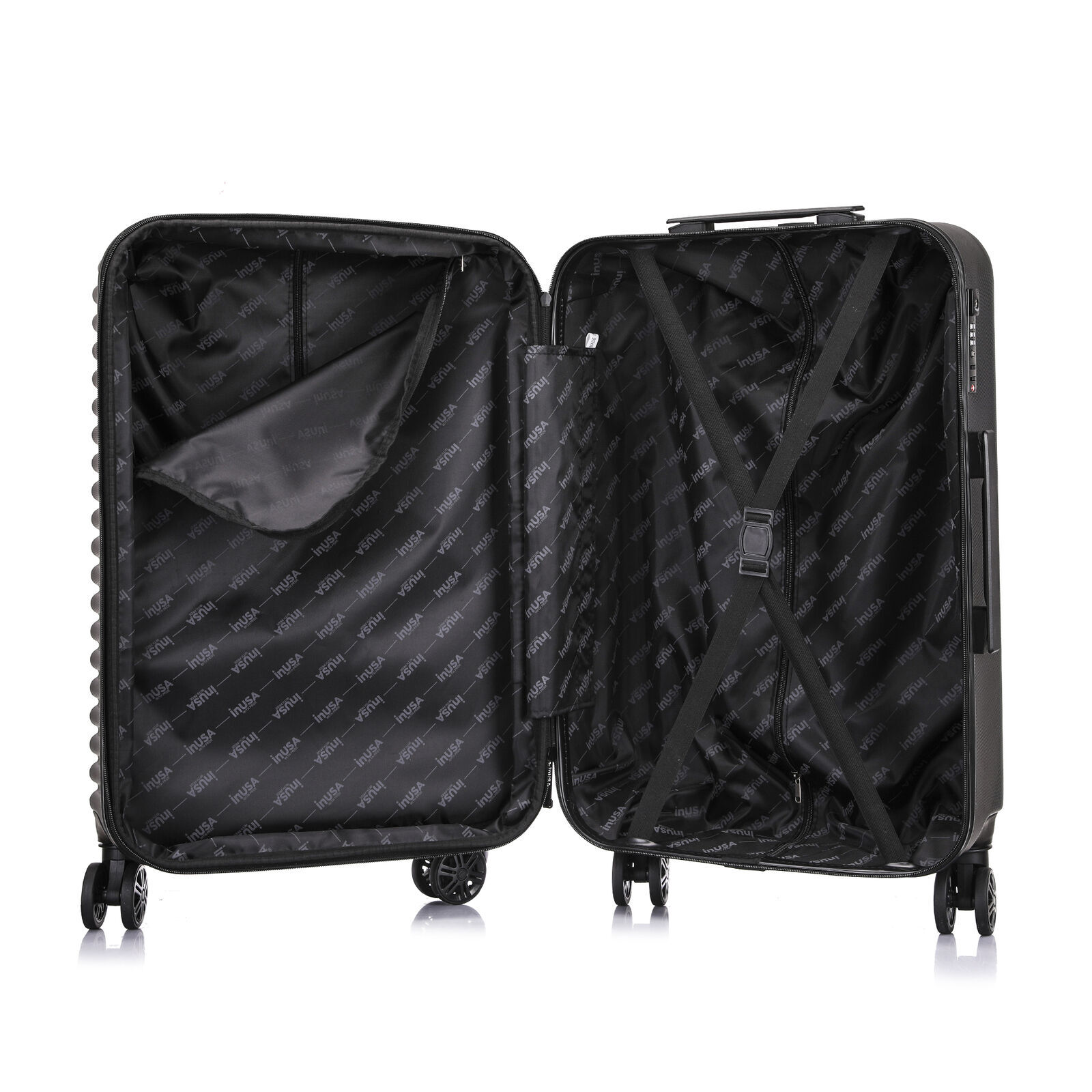 Hardside 24 Inch Medium Lightweight Luggage W/ Tsa Lock Spinner Wheels Black