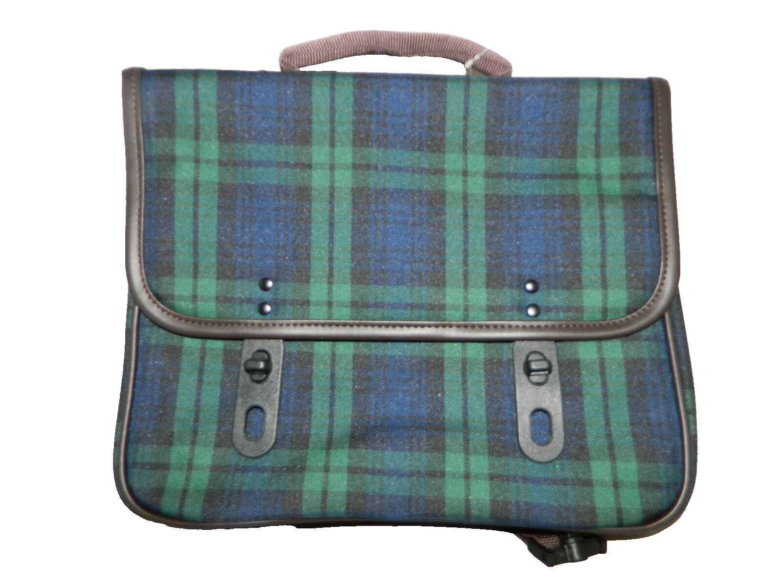 LANDBAG Blue Green Plaid Unisex Back Pack Top Loading Large