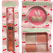 B COLOR 3Pc Cherry Scented Lip Gloss, Eyeshadow Highlight/Blush - NIB Gift