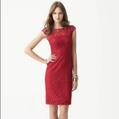 Banana Republic Sleeveless Lace Overlay Sheath Dress - Red - Women's 0 |  eBay
