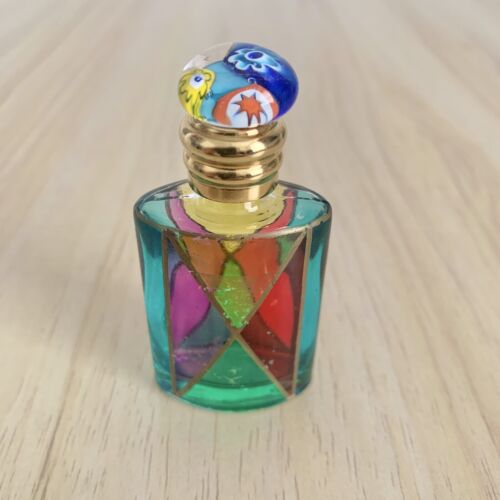 Vintage Mini Murano Glass Perfume Bottle Colourful Hand painted Italy Venetian - Foto 1 di 12