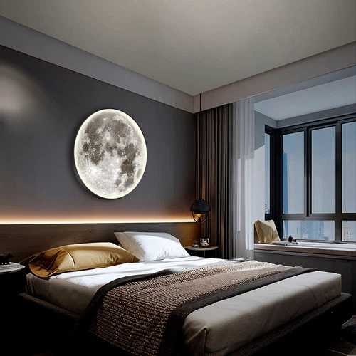3D Mond Lampe,(80cm),LED Modern Mond Wandleuchte Für Leuchter Dachgeschoss Cafe - Bild 3 von 5