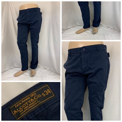 Alcott & Co. Fifth Avenue Pants 34x32 Blue Slim Fit Jimmy Flat Front YGI R1-89