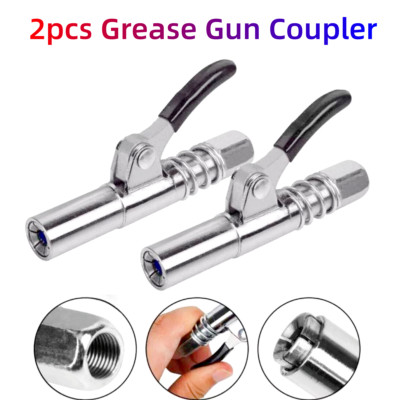 2Pcs Grease Gun Coupler Quick Release Lock Oil Injection Nozzles Single Handle