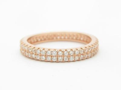 Roségold Sterlingsilber weißer Saphir stapelbar Stein Ring Ewigkeit Geschenk