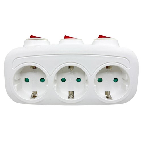 3.Fachs EU Steckdose Mehrfachstecker Steckdosenleiste-Dreifachstecker AdapterK- - Photo 5/12