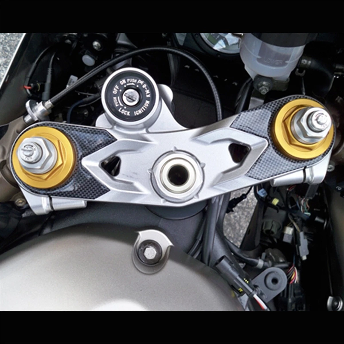 Carbon Look Handle Triple Tree Yoke Cover+Chrome Emblem Sticker 05