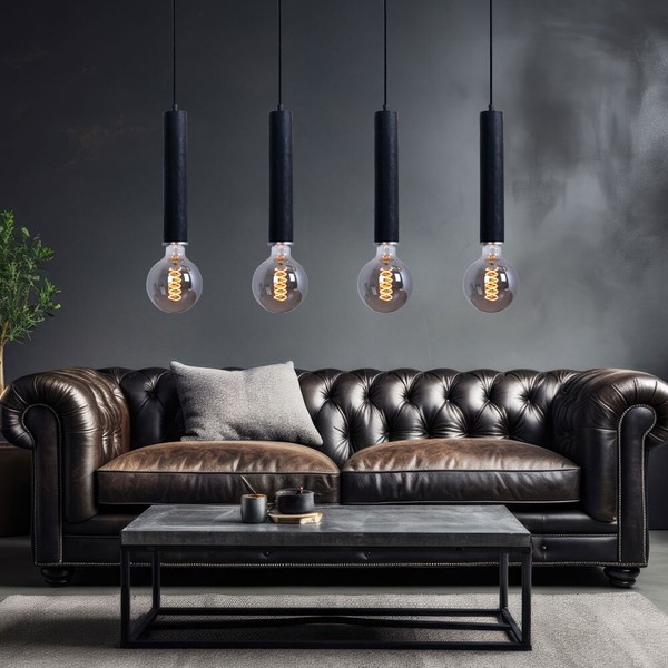 Pendellampe Holzlampe HäNgelampe HäNgeleuchte 4 Flammig Skandinavisch E27 L 93Cm-image