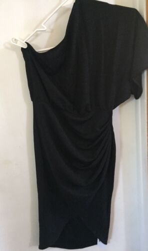 MIHOLL Womens Sexy One Shoulder Dress Glitter Cocktail Party Ruched Bodycon Midi