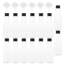 30 Mini Plastic Liquor Bottles + 6 Funnels - Small Shot Spirits & Sauces-TB