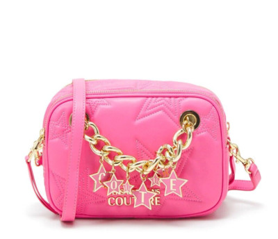 Versace Jeans Couture Pink Star Quilted Crossbody Bag Charm Letter Bag Neu