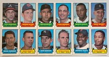 1969 TOPPS STAMP SHEET 12 STAMPS SAL BANDO TITO FRANCONA BAHSEN VADA PINSON