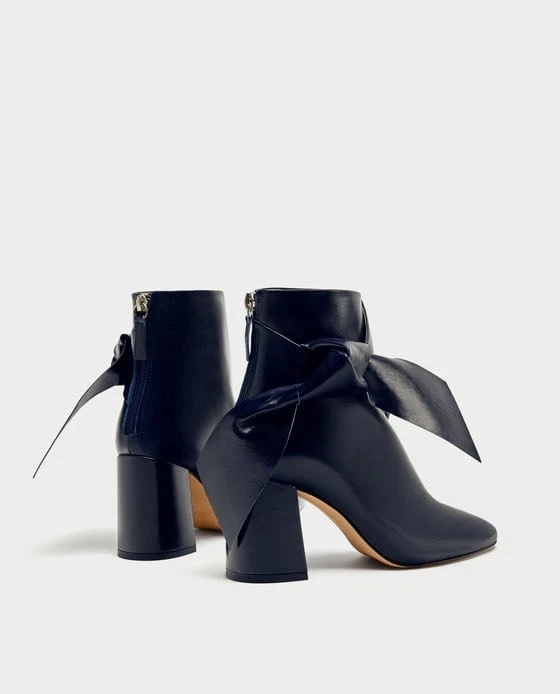 Botines Zara AW17 de cuero de tacón alto con lazo talla 5 EUR 35 NUEVOS CON ETIQUETAS Foto 4 de 4