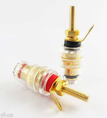 100pcs 4mm Copper Gold Audio Speaker Banana Jack Long Thread Small Binding Post