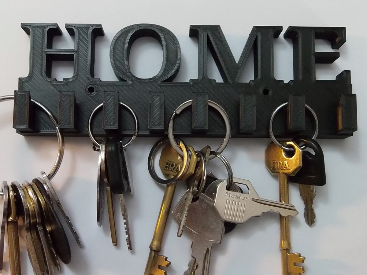 BLACK KEY HOLDER HOOKS HOME WALL MOUNTED KEYS ORGANISER 3D