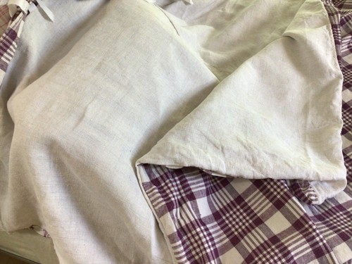 Antique Vintage French Kelsch Linen Duvet Cover Rare Purple Plaid - Picture 8 of 10