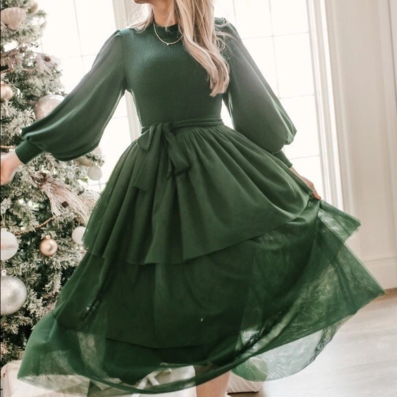 navy blue dress for baby girl Kearny Ruffle Maxi Dress - Dark Green Floral main image 1