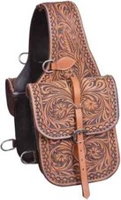 Concho Western Horse Leather Saddle Bag Heavy Duty Traditional Trail Ride Saddle